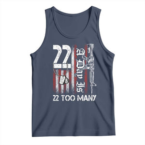 Suicide Awareness PTSD Veteran Tank Top 22 A Day Is Too Many Vintage American Flag TS11 Navy Print Your Wear