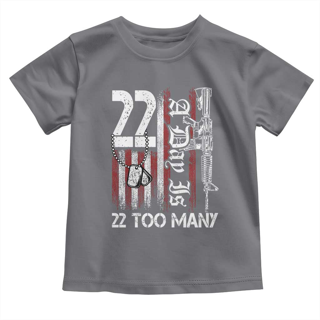 Suicide Awareness PTSD Veteran Toddler T Shirt 22 A Day Is Too Many Vintage American Flag TS11 Charcoal Print Your Wear
