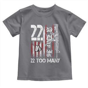 Suicide Awareness PTSD Veteran Toddler T Shirt 22 A Day Is Too Many Vintage American Flag TS11 Charcoal Print Your Wear