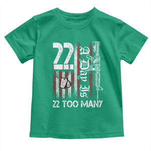 Suicide Awareness PTSD Veteran Toddler T Shirt 22 A Day Is Too Many Vintage American Flag TS11 Irish Green Print Your Wear