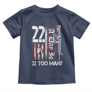 Suicide Awareness PTSD Veteran Toddler T Shirt 22 A Day Is Too Many Vintage American Flag TS11 Navy Print Your Wear