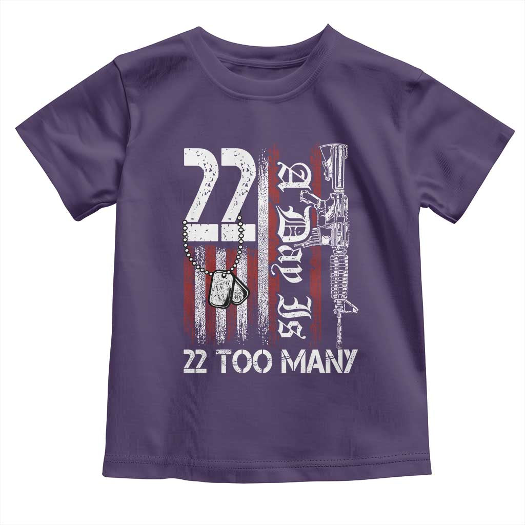 Suicide Awareness PTSD Veteran Toddler T Shirt 22 A Day Is Too Many Vintage American Flag TS11 Purple Print Your Wear