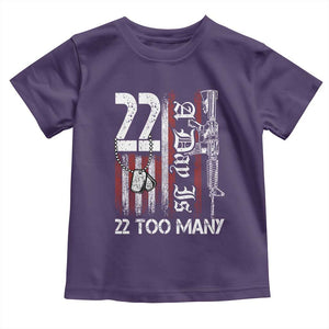 Suicide Awareness PTSD Veteran Toddler T Shirt 22 A Day Is Too Many Vintage American Flag TS11 Purple Print Your Wear