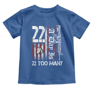 Suicide Awareness PTSD Veteran Toddler T Shirt 22 A Day Is Too Many Vintage American Flag TS11 Royal Blue Print Your Wear