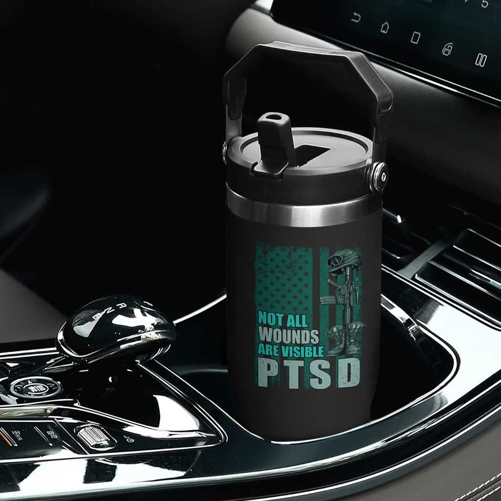 PTSD Awareness Not All Wounds Are Visible Flip Straw Tumbler PTSD Veteran Military Soldier TS11 Print Your Wear
