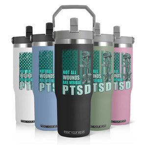 PTSD Awareness Not All Wounds Are Visible Flip Straw Tumbler PTSD Veteran Military Soldier TS11 Print Your Wear