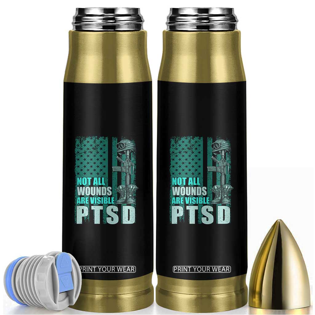 PTSD Awareness Not All Wounds Are Visible Bullet Tumbler PTSD Veteran Military Soldier TS11 Black Print Your Wear