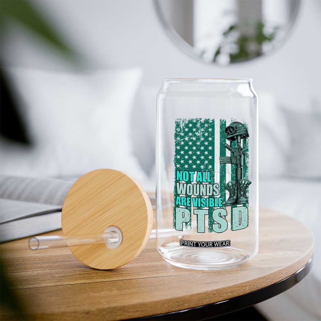 PTSD Awareness Not All Wounds Are Visible Glass Can PTSD Veteran Military Soldier TS11 Print Your Wear
