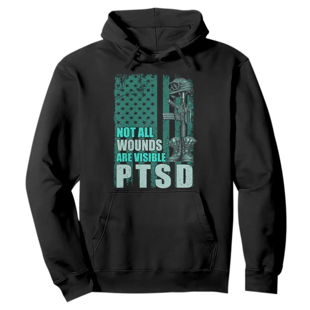 PTSD Awareness Not All Wounds Are Visible Hoodie PTSD Veteran Military Soldier TS11 Black Print Your Wear