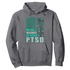 PTSD Awareness Not All Wounds Are Visible Hoodie PTSD Veteran Military Soldier TS11 Charcoal Print Your Wear