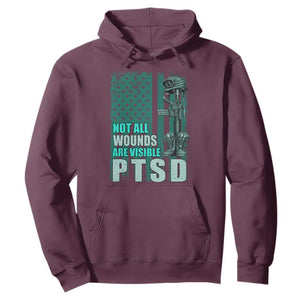 PTSD Awareness Not All Wounds Are Visible Hoodie PTSD Veteran Military Soldier TS11 Maroon Print Your Wear