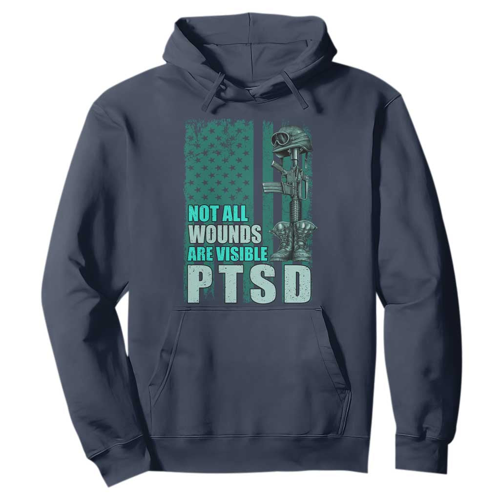 PTSD Awareness Not All Wounds Are Visible Hoodie PTSD Veteran Military Soldier TS11 Navy Print Your Wear