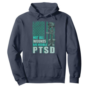 PTSD Awareness Not All Wounds Are Visible Hoodie PTSD Veteran Military Soldier TS11 Navy Print Your Wear
