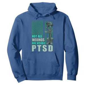PTSD Awareness Not All Wounds Are Visible Hoodie PTSD Veteran Military Soldier TS11 Royal Blue Print Your Wear