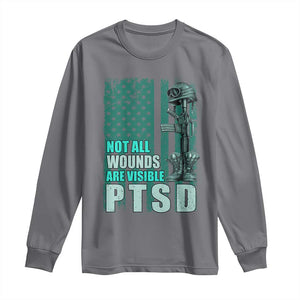 PTSD Awareness Not All Wounds Are Visible Long Sleeve Shirt PTSD Veteran Military Soldier TS11 Charcoal Print Your Wear