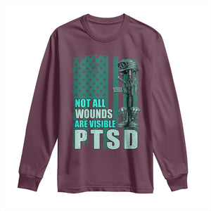 PTSD Awareness Not All Wounds Are Visible Long Sleeve Shirt PTSD Veteran Military Soldier TS11 Maroon Print Your Wear