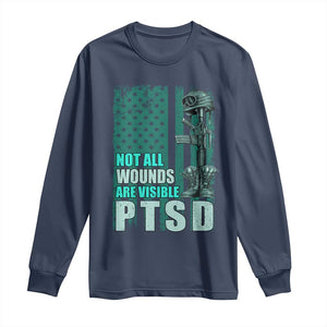 PTSD Awareness Not All Wounds Are Visible Long Sleeve Shirt PTSD Veteran Military Soldier TS11 Navy Print Your Wear