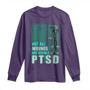 PTSD Awareness Not All Wounds Are Visible Long Sleeve Shirt PTSD Veteran Military Soldier TS11 Purple Print Your Wear