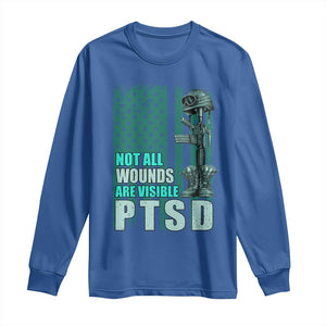 PTSD Awareness Not All Wounds Are Visible Long Sleeve Shirt PTSD Veteran Military Soldier TS11 Royal Blue Print Your Wear