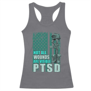 PTSD Awareness Not All Wounds Are Visible Racerback Tank Top PTSD Veteran Military Soldier TS11 Charcoal Print Your Wear