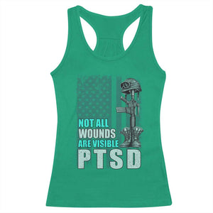 PTSD Awareness Not All Wounds Are Visible Racerback Tank Top PTSD Veteran Military Soldier TS11 Irish Green Print Your Wear