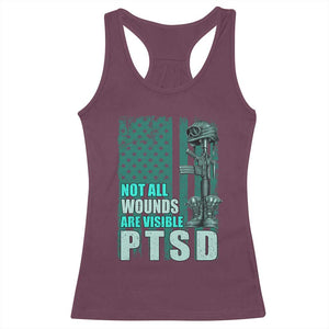 PTSD Awareness Not All Wounds Are Visible Racerback Tank Top PTSD Veteran Military Soldier TS11 Maroon Print Your Wear