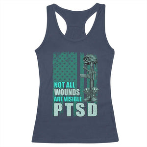 PTSD Awareness Not All Wounds Are Visible Racerback Tank Top PTSD Veteran Military Soldier TS11 Navy Print Your Wear
