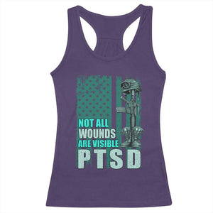 PTSD Awareness Not All Wounds Are Visible Racerback Tank Top PTSD Veteran Military Soldier TS11 Purple Print Your Wear