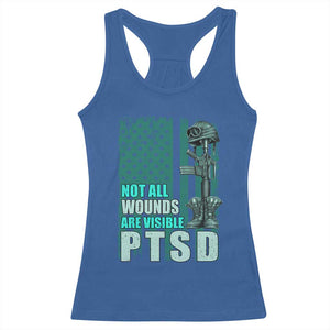 PTSD Awareness Not All Wounds Are Visible Racerback Tank Top PTSD Veteran Military Soldier TS11 Royal Blue Print Your Wear