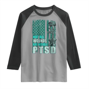 PTSD Awareness Not All Wounds Are Visible Raglan Shirt PTSD Veteran Military Soldier TS11 Sport Gray Black Print Your Wear