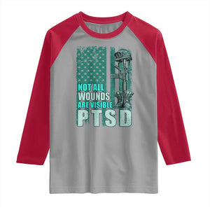 PTSD Awareness Not All Wounds Are Visible Raglan Shirt PTSD Veteran Military Soldier TS11 Sport Gray Red Print Your Wear