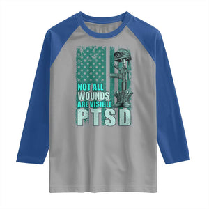 PTSD Awareness Not All Wounds Are Visible Raglan Shirt PTSD Veteran Military Soldier TS11 Sport Gray Royal Print Your Wear