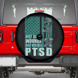 PTSD Awareness Not All Wounds Are Visible Spare Tire Cover PTSD Veteran Military Soldier TS11 Black Print Your Wear
