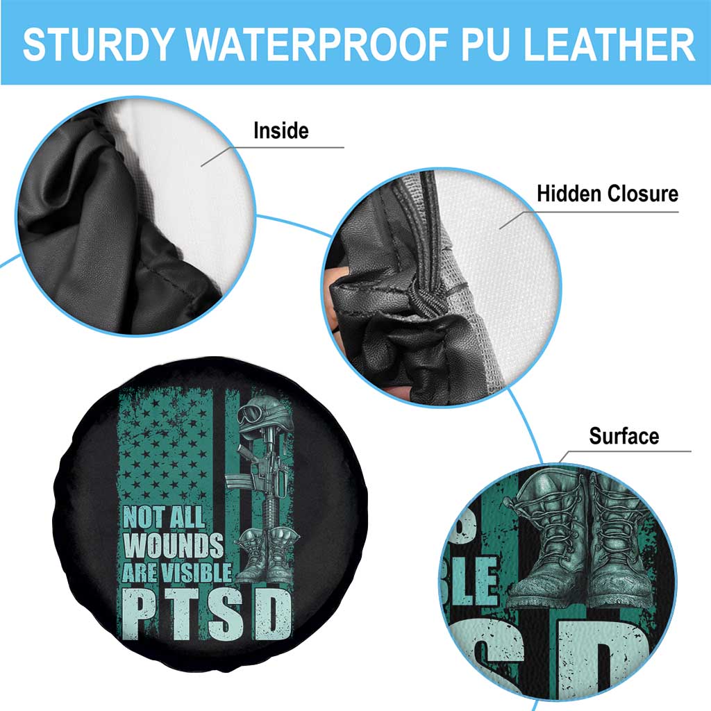PTSD Awareness Not All Wounds Are Visible Spare Tire Cover PTSD Veteran Military Soldier TS11 Print Your Wear