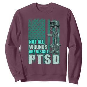 PTSD Awareness Not All Wounds Are Visible Sweatshirt PTSD Veteran Military Soldier TS11 Maroon Print Your Wear