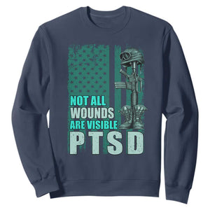 PTSD Awareness Not All Wounds Are Visible Sweatshirt PTSD Veteran Military Soldier TS11 Navy Print Your Wear