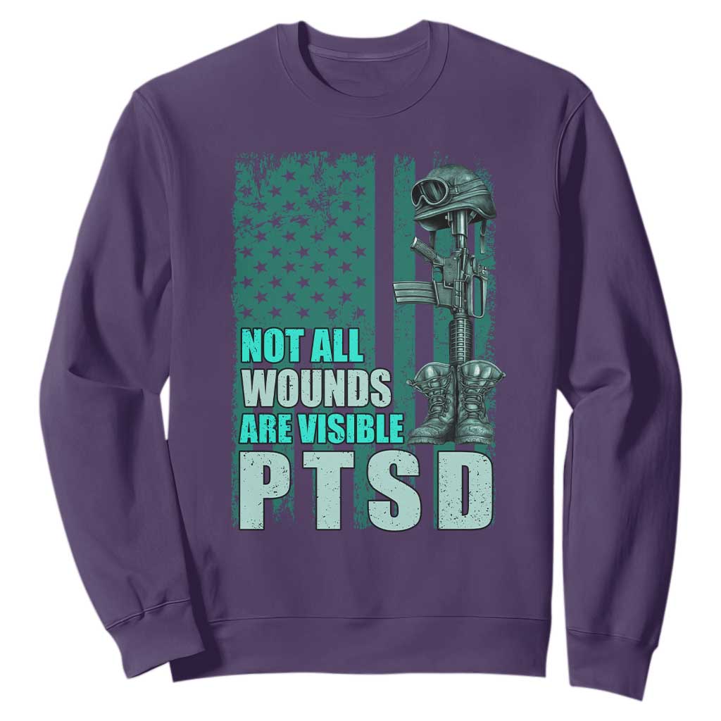PTSD Awareness Not All Wounds Are Visible Sweatshirt PTSD Veteran Military Soldier TS11 Purple Print Your Wear