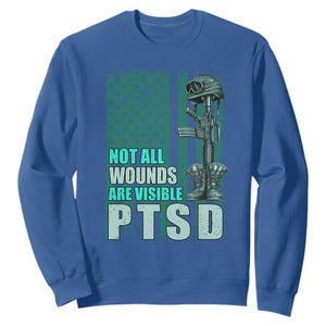 PTSD Awareness Not All Wounds Are Visible Sweatshirt PTSD Veteran Military Soldier TS11 Royal Blue Print Your Wear
