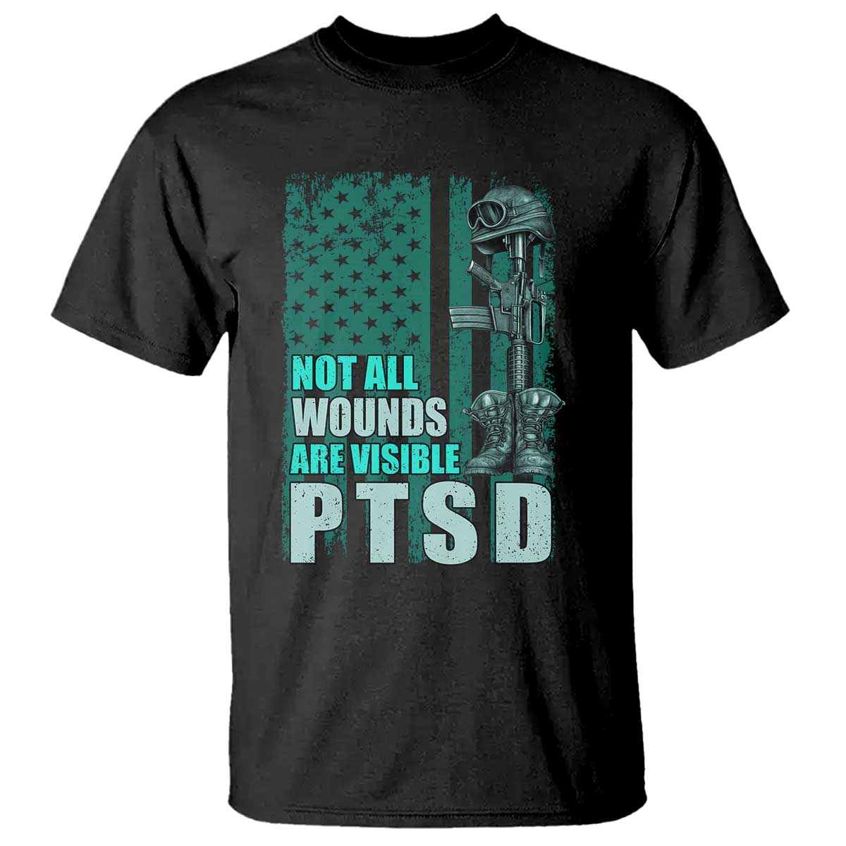 PTSD Awareness Not All Wounds Are Visible T Shirt PTSD Veteran Military Soldier TS11 Black Print Your Wear