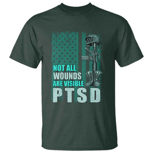 PTSD Awareness Not All Wounds Are Visible T Shirt PTSD Veteran Military Soldier TS11 Dark Forest Green Print Your Wear