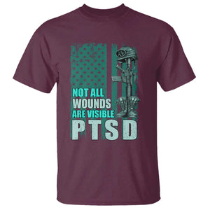 PTSD Awareness Not All Wounds Are Visible T Shirt PTSD Veteran Military Soldier TS11 Maroon Print Your Wear