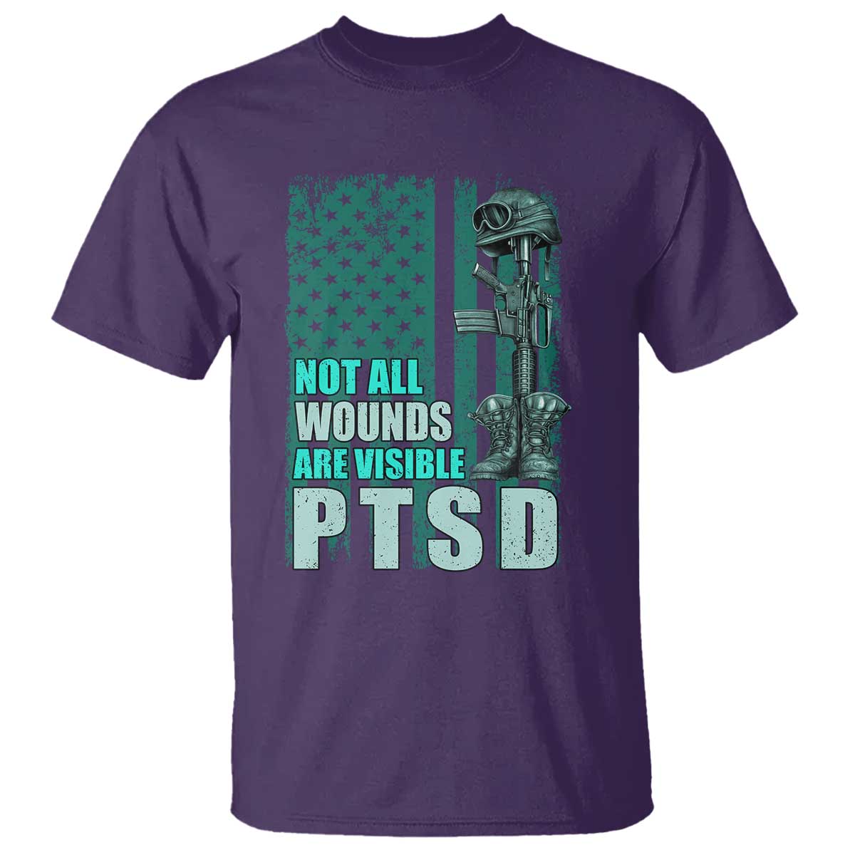 PTSD Awareness Not All Wounds Are Visible T Shirt PTSD Veteran Military Soldier TS11 Purple Print Your Wear