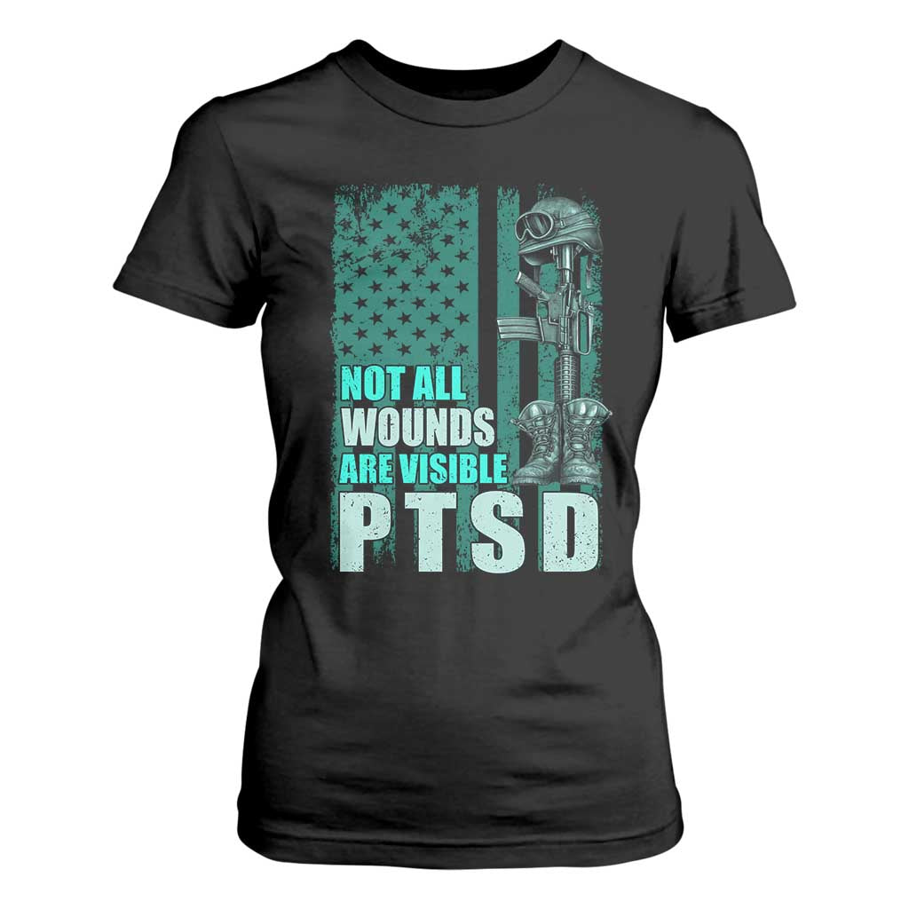 PTSD Awareness Not All Wounds Are Visible T Shirt For Women PTSD Veteran Military Soldier TS11 Black Print Your Wear