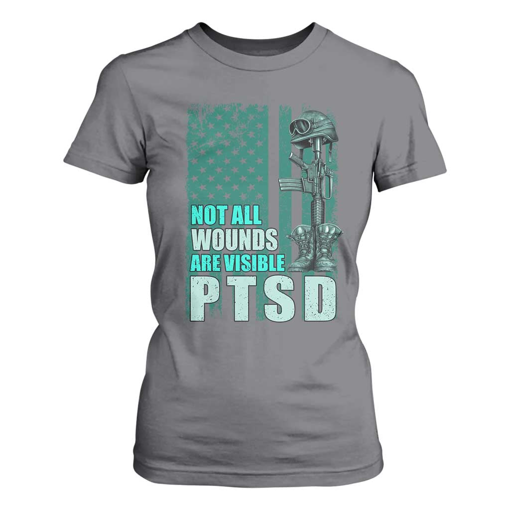 PTSD Awareness Not All Wounds Are Visible T Shirt For Women PTSD Veteran Military Soldier TS11 Charcoal Print Your Wear