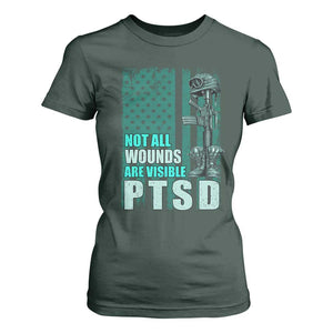 PTSD Awareness Not All Wounds Are Visible T Shirt For Women PTSD Veteran Military Soldier TS11 Dark Forest Green Print Your Wear