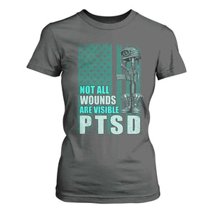 PTSD Awareness Not All Wounds Are Visible T Shirt For Women PTSD Veteran Military Soldier TS11 Dark Heather Print Your Wear