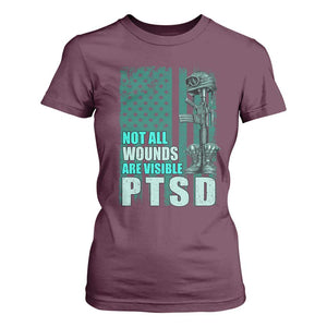 PTSD Awareness Not All Wounds Are Visible T Shirt For Women PTSD Veteran Military Soldier TS11 Maroon Print Your Wear