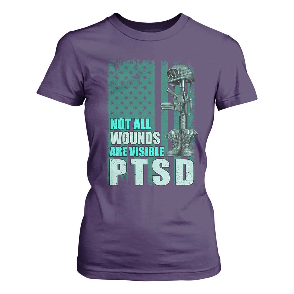 PTSD Awareness Not All Wounds Are Visible T Shirt For Women PTSD Veteran Military Soldier TS11 Purple Print Your Wear