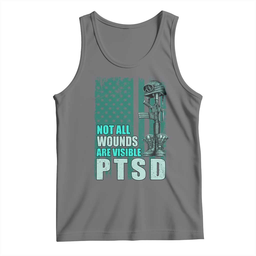 PTSD Awareness Not All Wounds Are Visible Tank Top PTSD Veteran Military Soldier TS11 Black Heather Print Your Wear