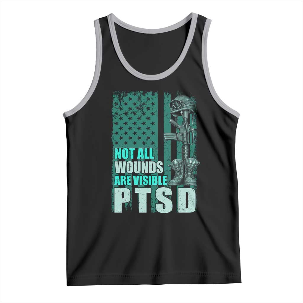 PTSD Awareness Not All Wounds Are Visible Tank Top PTSD Veteran Military Soldier TS11 Black Athletic Heather Print Your Wear